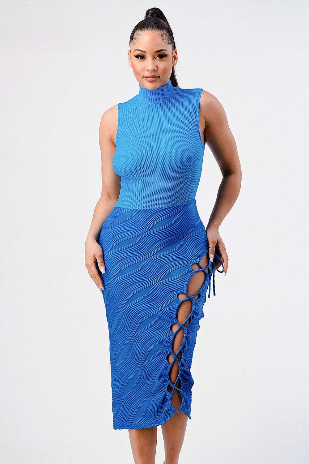 Ocean blue sleeveless sexy dress