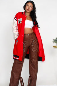 Athina Long Fit Letterman Jacket