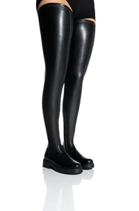 The AZALEA WANG Surgical Flatform Boot With 4 Way Stretch In Stretch PU