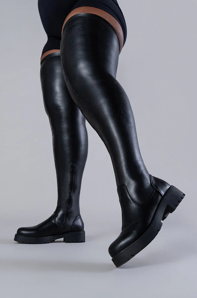 The AZALEA WANG Surgical Flatform Boot With 4 Way Stretch In Stretch PU