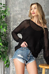 EYELET KNIT SWEATER TOP