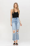 Super High Rise Distressed Relaxed Straight Jeans