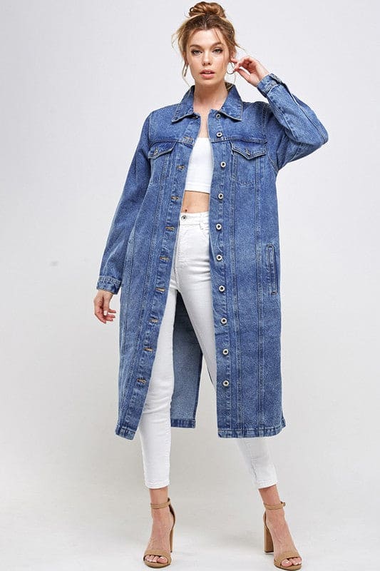 【CTHY】WOOL DENIM OVER COAT Herringbone Wool Texture Jacket - Denim Blue | Charles Tyrwhitt