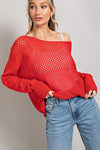 EYELET KNIT SWEATER TOP