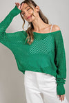 EYELET KNIT SWEATER TOP