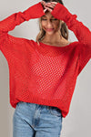 EYELET KNIT SWEATER TOP