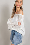 EYELET KNIT SWEATER TOP