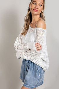 EYELET KNIT SWEATER TOP