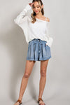 EYELET KNIT SWEATER TOP