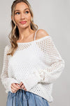 EYELET KNIT SWEATER TOP