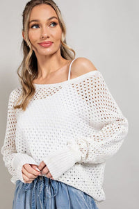 EYELET KNIT SWEATER TOP