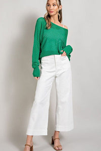 EYELET KNIT SWEATER TOP