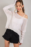 EYELET KNIT SWEATER TOP