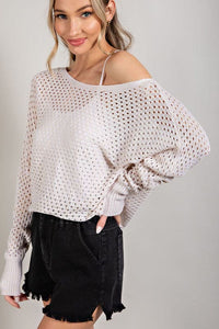 EYELET KNIT SWEATER TOP