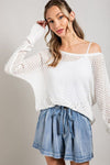 EYELET KNIT SWEATER TOP