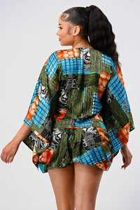 Vibrant Kimono Sleeve Romper
