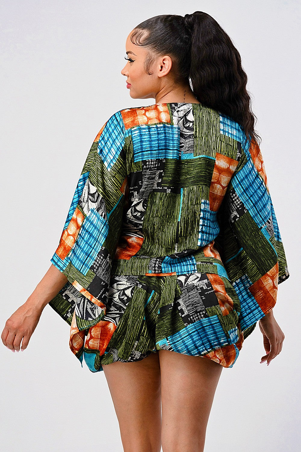Vibrant Kimono Sleeve Romper
