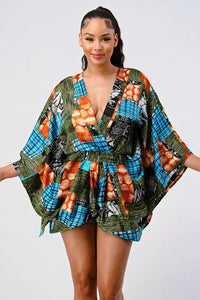 Vibrant Kimono Sleeve Romper