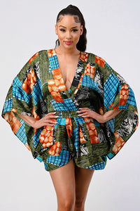 Vibrant Kimono Sleeve Romper
