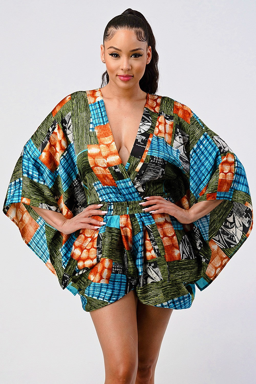 Vibrant Kimono Sleeve Romper