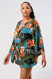 Vibrant Kimono Sleeve Romper