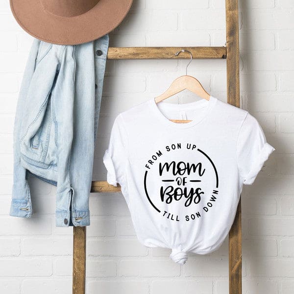 Mom Of Boys Circle Short Sleeve Graphic Tee