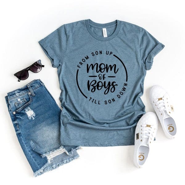 Mom Of Boys Circle Short Sleeve Graphic Tee