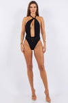 ONE PIECE BATHING SUIT DEEP OPEN WITH BELT ON WAIS