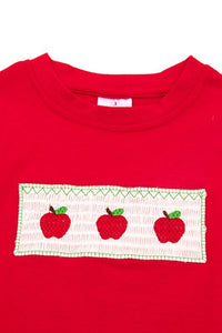 Back to school apple smocked plaid shorts set