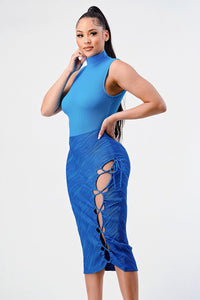 Ocean blue sleeveless sexy dress