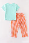 Blue pumpkin applique boy set