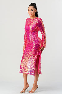 Radiant Sequin Ombre Midi Dress