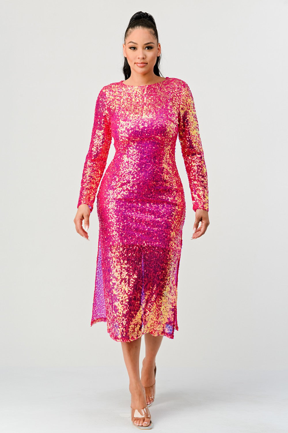 Radiant Sequin Ombre Midi Dress