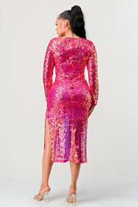 Radiant Sequin Ombre Midi Dress