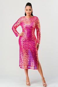 Radiant Sequin Ombre Midi Dress