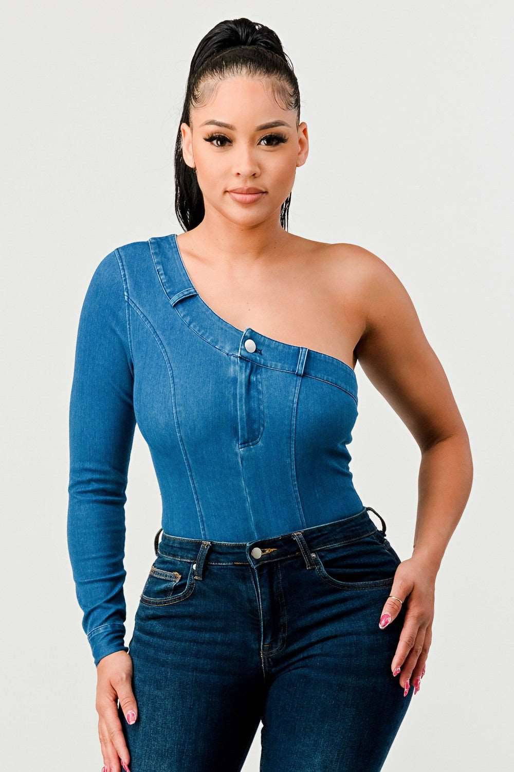 One should denim body suit