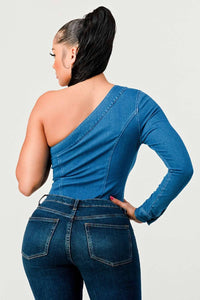 One should denim body suit