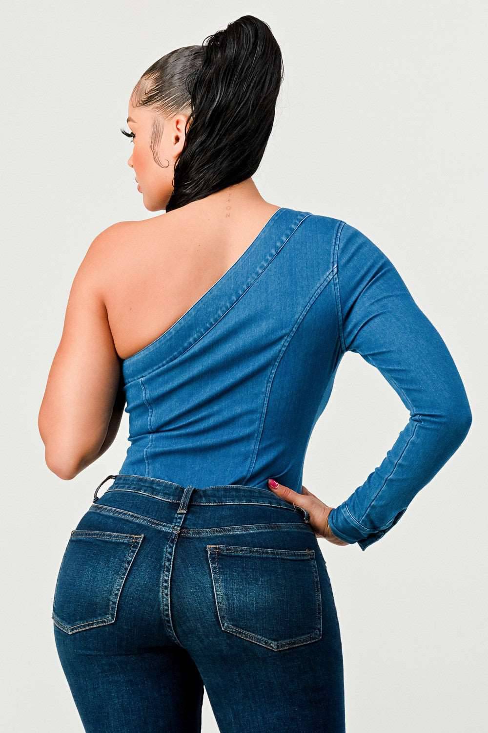 One should denim body suit