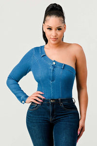 One should denim body suit