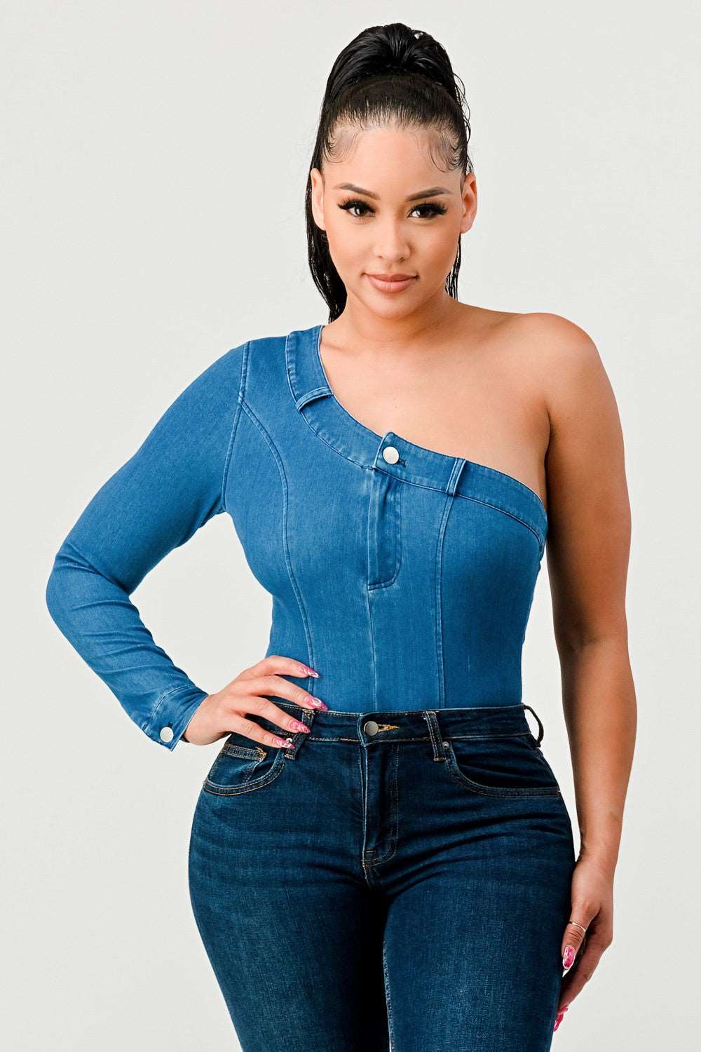 One should denim body suit