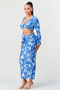 Blue Floral Tie-Dye Two-Piece Set