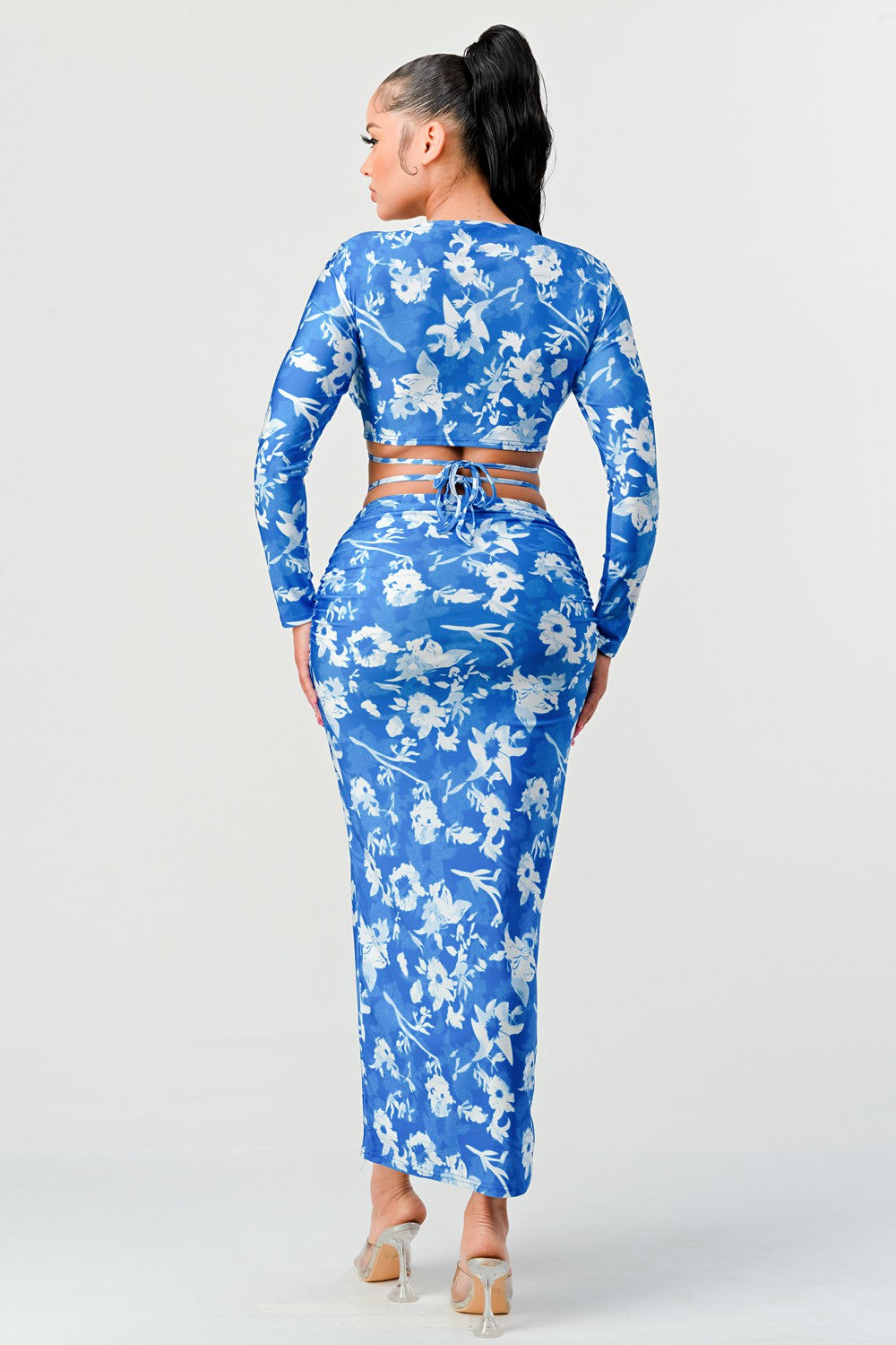 Blue Floral Tie-Dye Two-Piece Set