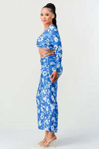 Blue Floral Tie-Dye Two-Piece Set