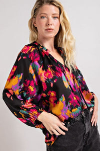 V-NECK TIE FRONT BLOUSE TOP