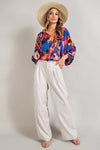V-NECK TIE FRONT BLOUSE TOP