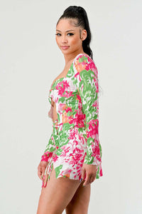 Athina spring floral print cut out mini dress