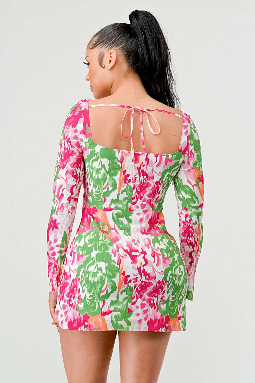 Athina spring floral print cut out mini dress