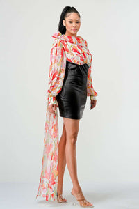 Blossom Leatherette Mini Dress
