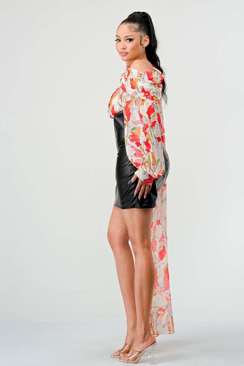 Blossom Leatherette Mini Dress