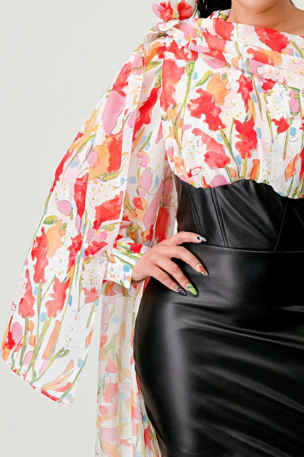Blossom Leatherette Mini Dress